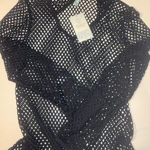 XL black mesh cover up with hoodie by Balance Collection NWT